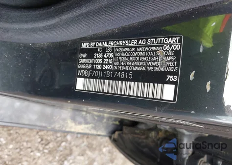 2001 Mercedes-Benz E 430 из США, поврежденный, VIN WDBJF70J11B174815